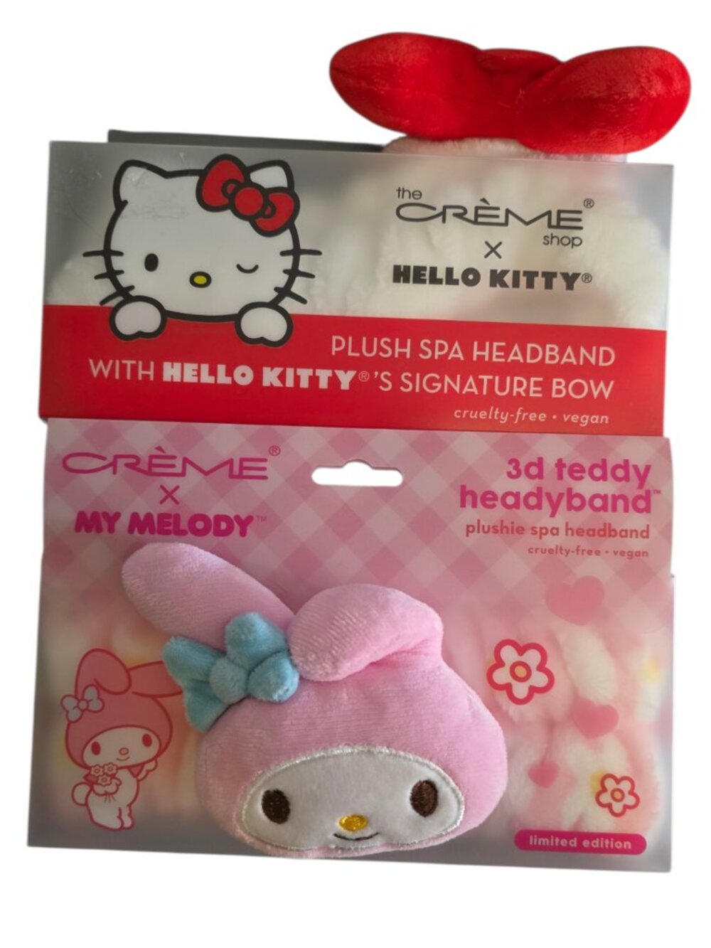 NWT Hello Kitty My Melody Crème Shop Plush Spa Headband Bundle Sanrio Limited